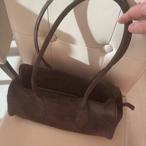 Free People Dark Brown Suede Shoulder Bag